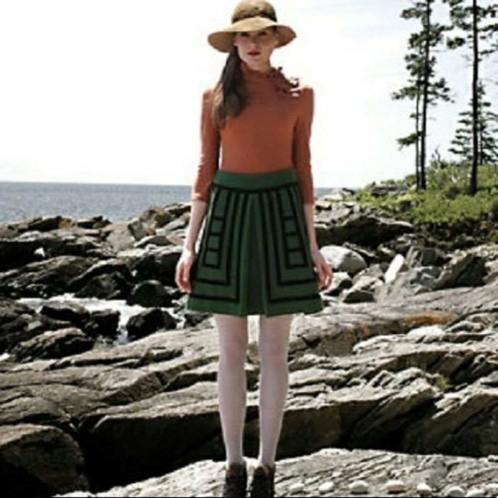 Anthro Maeve Tsuga Wool Blend Skirt in Moss